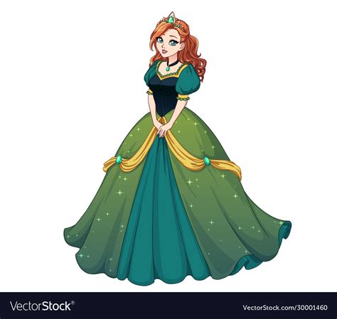 Pretty Cartoon Princess Standing And Wearing Green