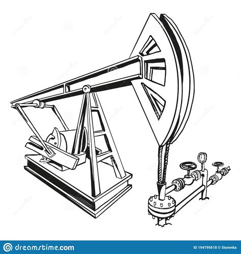 Vector Drawing Of Oil Pump Jack Stock Vector Illustration Of Isolated