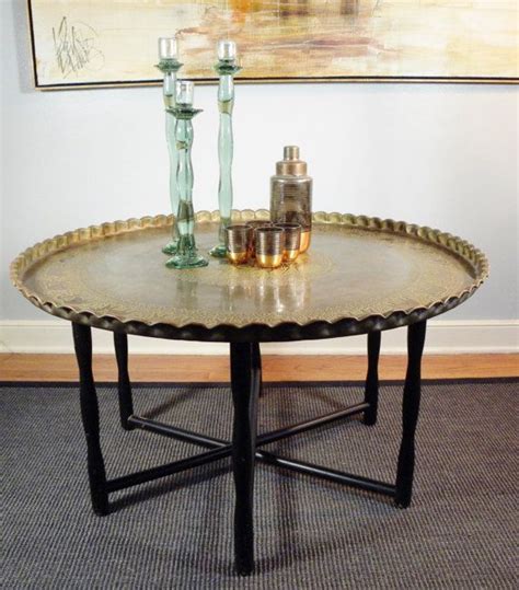 Vintage Mid Century Large Folding Brass Tea Table Etsy Tea Table