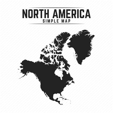 Mapa Negro Simple De América Del Norte Aislado Sobre Fondo Blanco