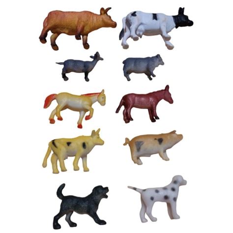 kit 10 mini animais da fazenda brinquedo educativo vaca cavalo porco carneiro cachorro gato
