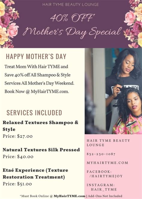 Special Offers 40 Off Mother S Day Weekend Hair TYME Beauty Lounge