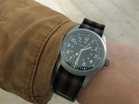 Hamilton khaki green field officer mechanical mens watch h69439363 38mm mens watches. Hamilton Khaki Field Mechanical Strap swap! : Watches