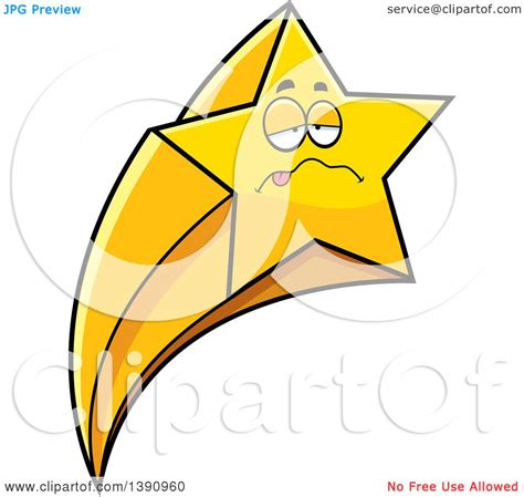 Clipart Of A Cartoon Sick Shooting Star Mascot Character Royalty Free