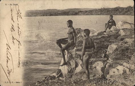 African Women Bathing By The Sea Congo