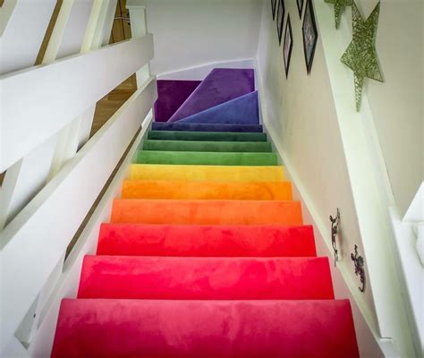 How Cool Are These Rainbow Stairs Carpet Stairs Rainbow House