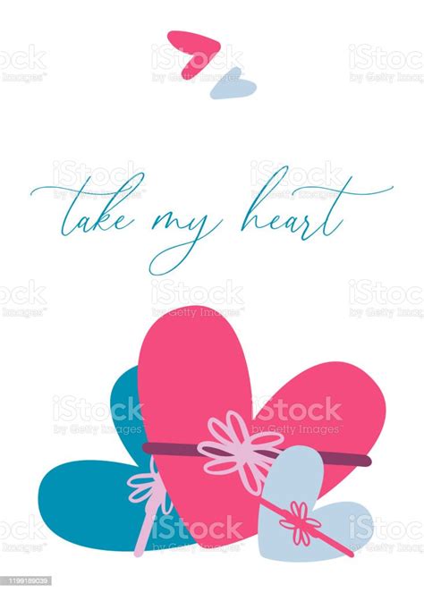 Card Template With Hearts And Take My Heart Stock Illustration