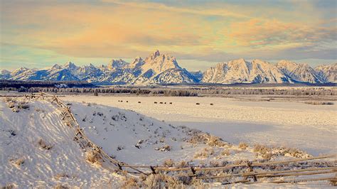 Hd Wallpaper Oxbow Bend In Winter Wyoming Wallpaper Flare