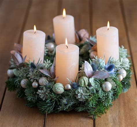 Advent Wreath With Four Burning Candles On Table Colorado Christian