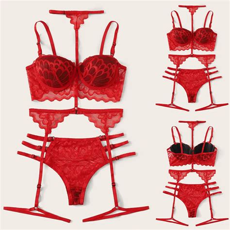 New Red Underwear Set Women Bra Push Up Brassiere Cotton Thick Black Gather Sexy Bra Panties
