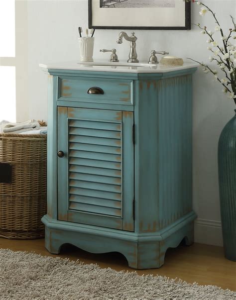 Bathroom vanity cabinets with tops (1302) availability options. 24 inch Bathroom Vanity Cottage Coastal Beach Style Distressed Blue Color (24"Wx21"Dx35"H ...