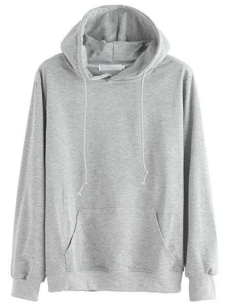 Grey Drawstring Hooded Sweatshirt With Pocketfor Women Romwe