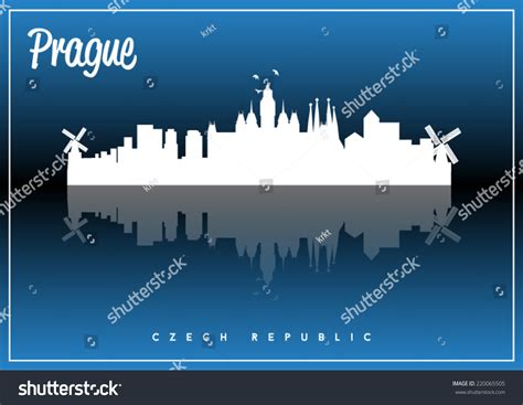 Prague Czech Republic Skyline Silhouette Vector Vector De Stock Libre