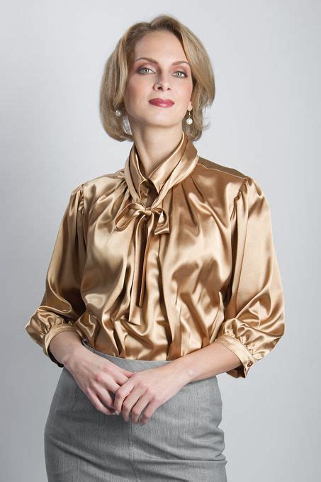 Beauty At Work Shiny Blouse Old Lady In Satin Blouse Satin Bow Blouse