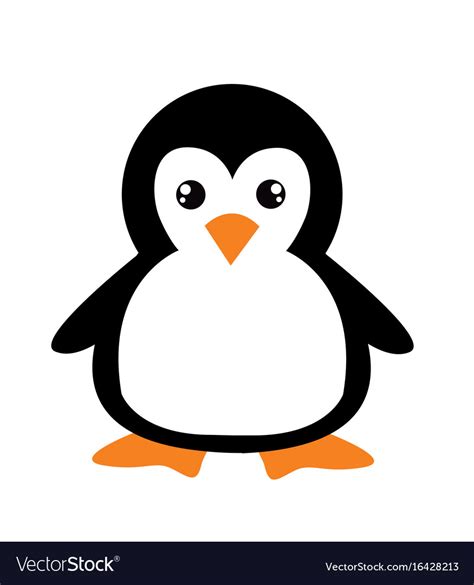 Cute Cartoon Penguin On White Background Vector Image
