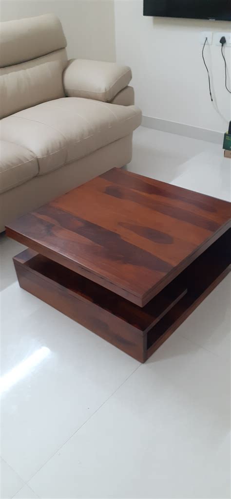 Buy Liddle Sheesham Wood Tea Table With Storage Honey Finish Online