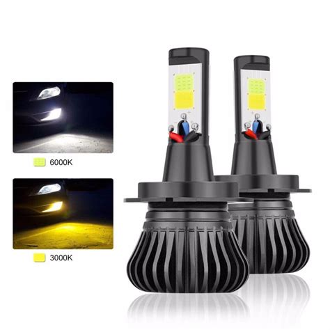 H7 Led Fog Light Bulb Extremely Bright Drl Lamp Dual Color In One