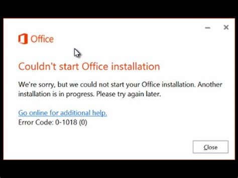 Fix Couldn T Start Office Installation Another Installation Is In Progress Youtube