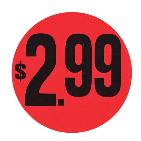 Red 99¢ Large Price Point Price Tag Labels Black Imprint 1 12dia
