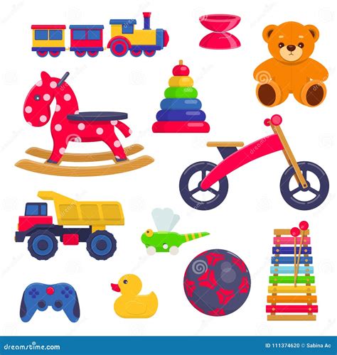 Set Of Different Kids Toys Stock Vector Illustration Of Children