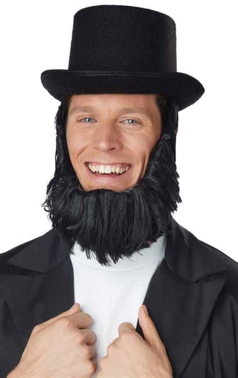 Mens Abraham Lincoln Costume Hat President Black Top Hat And Beard