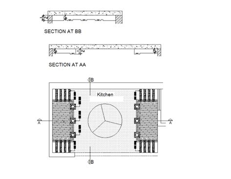 Kitchen Ceiling Plan And Section Detail Dwg File Cadbull