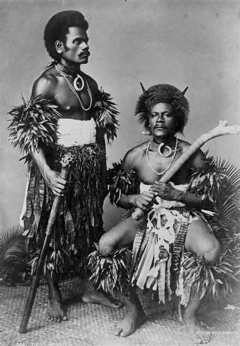 Two Fijian Warriors Photograph By Burton Brothers 1884 Fiji People
