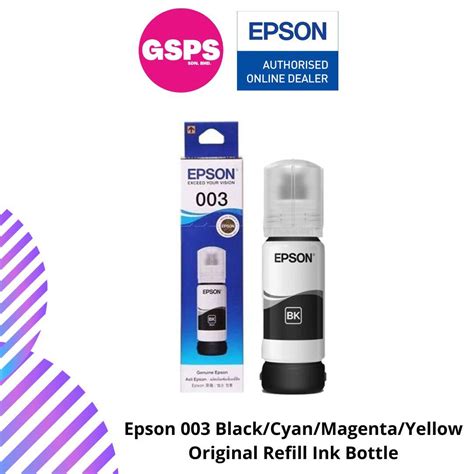Epson 003 Blackcyanmagentayellow Original Refill Ink Bottle L1110