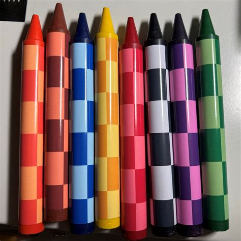 Colorful Checkered Jumbo Crayons Set Of 8 Writingutensilhdn