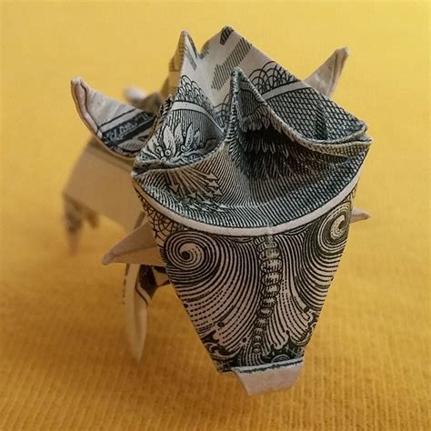 Real One Dollar Bill Origami Miniature Bull 3d Sculpture Money Etsy