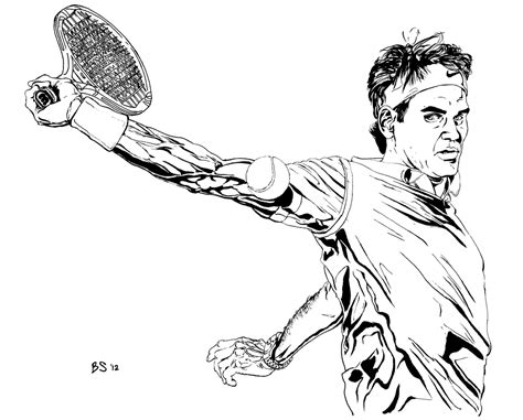 Roger Federer Bw Line Art By Bjsnider On Deviantart