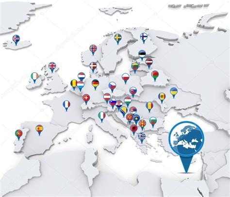 Vetores De Mapa Da Europa Com As Bandeiras Dos Estados Membros Da Uniao Images