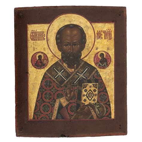 Antique Russian Icon St Nicholas Of Myra With Gold Online Sales On