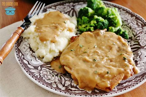 Dredge each side of the pork chops in the flour mixture, and then set aside on a plate. CROCK POT PORK CHOPS AND GRAVY (+Video) | The Country Cook