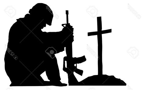 Soldier Kneeling At Cross Silhouette At Getdrawings Free Download