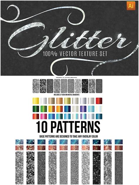 Glitter Texture And Patterns Vector Set Free Download
