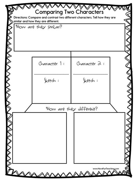 Comparing Two Characters Worksheet By Teach Simple