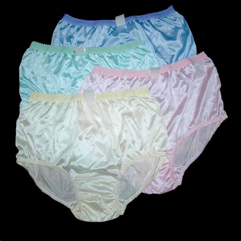 4 Classic And Vintage Style Briefs Nylon Panties Womens Hip 45 48 Soft