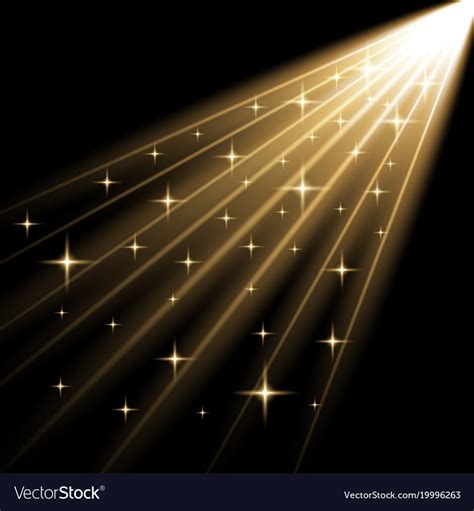 Rays Of Light With Stars Golden Color Royalty Free Vector