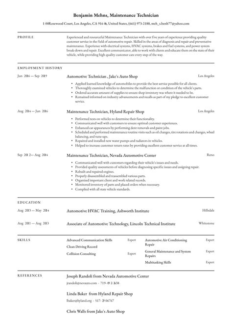 Maintenance Technician Resume Examples And Writing Tips 2024