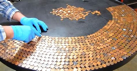 He Lines Up 35 50 In Pennies On A Boring Table Hours Later It Looks