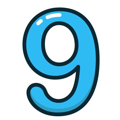 Blue Number Nine Numbers Study Icon Free Download