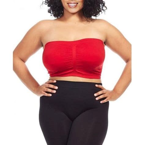 Dinamit Womens Plus Size Red Seamless Padded Bandeau Top Overstock