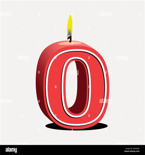 Number 0 Birthday Candle Clipart Red 3d Illustration Vector Stock