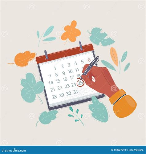 Vector Illustration Of Red Circle Marked By Hand On A Calendar Concept