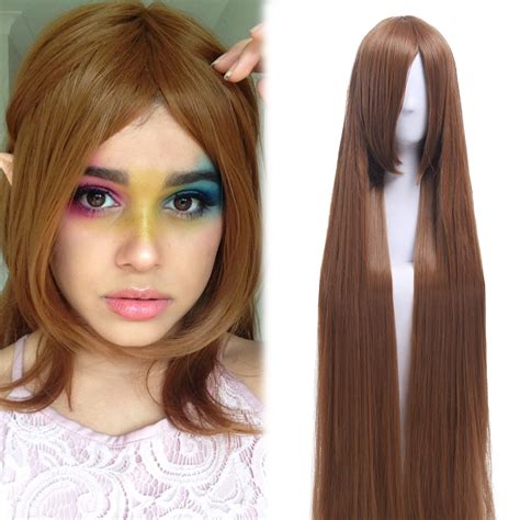 150cm 60inch extra long straight light brown smooth cosplay wig anime hair wigs ebay