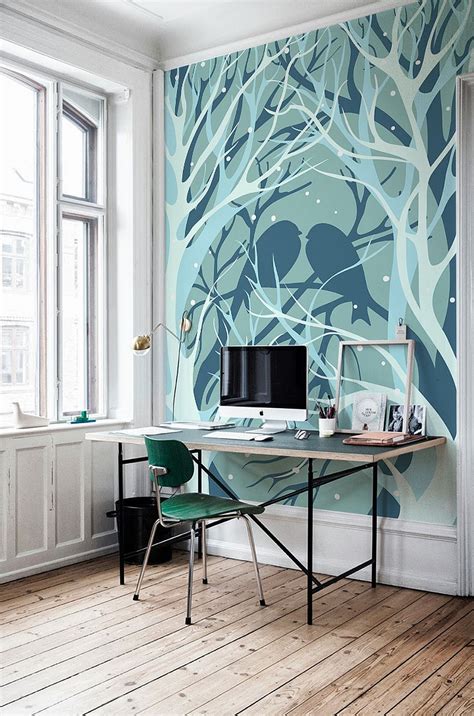 Workspaces Design With Wall Murals Painting Viahousecom