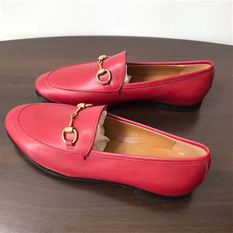 Gucci Women Jordaan Leather Loafer Red Lulux