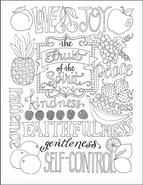 Use these printable fruits for craft time. Fruit of the Spirit Coloring Page - Flanders Family Homelife