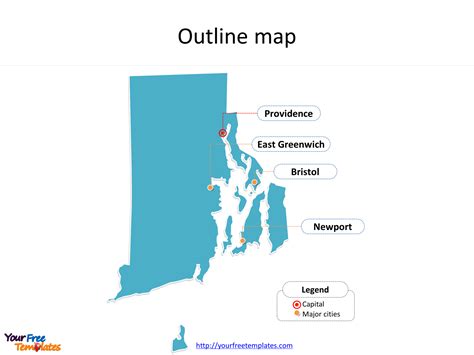 Rhode island shares its borders with the states of connecticut and massachusetts. Rhode Island map templates - Free PowerPoint Templates